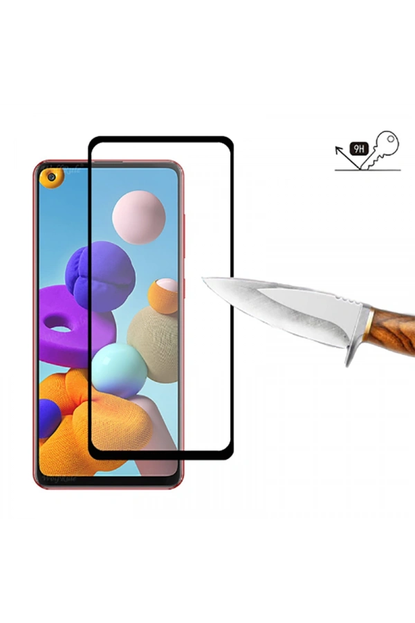 Galaxy A21S Zore Kenarları Kırılmaya Dayanıklı Cam Ekran Koruyucu