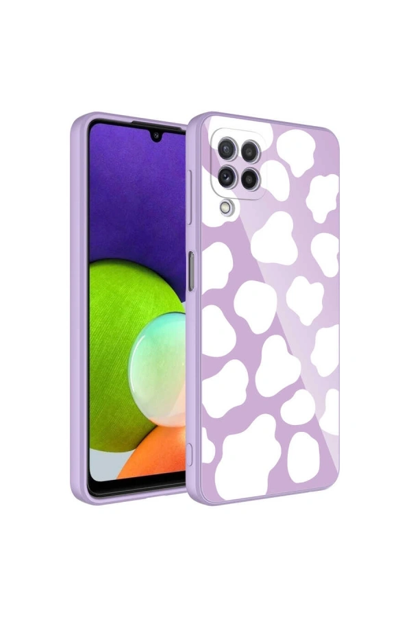 Galaxy A22 4G Kılıf Kamera Korumalı Desenli Sert Silikon Zore Epoksi Kapak