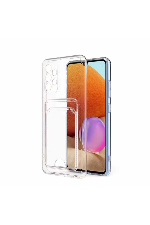 Galaxy A23 Kılıf Kartlıklı Şeffaf Zore Setra Clear Silikon Kapak