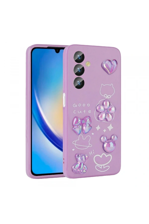 Galaxy A24 Kılıf Kabartma Figürlü Parlak Zore Toys Silikon Kapak