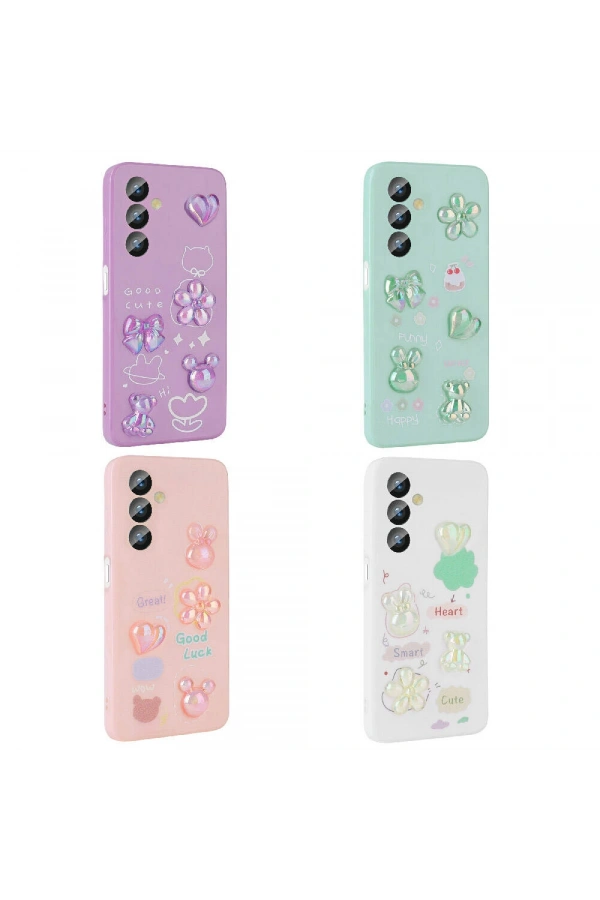 Galaxy A24 Kılıf Kabartma Figürlü Parlak Zore Toys Silikon Kapak