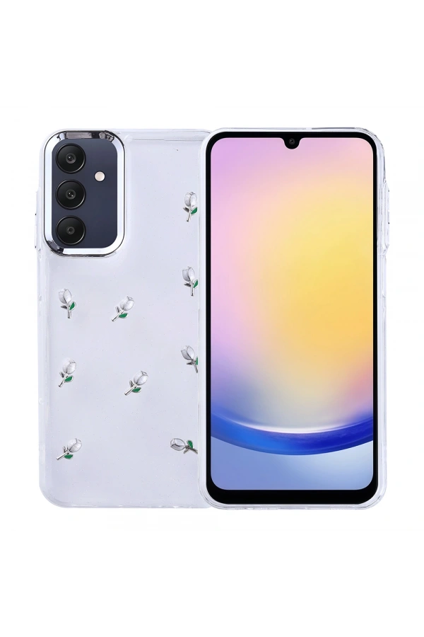 Galaxy A25 Kılıf Airbag Tasarımlı Simli Şeffaf Zore Kutup Kapak
