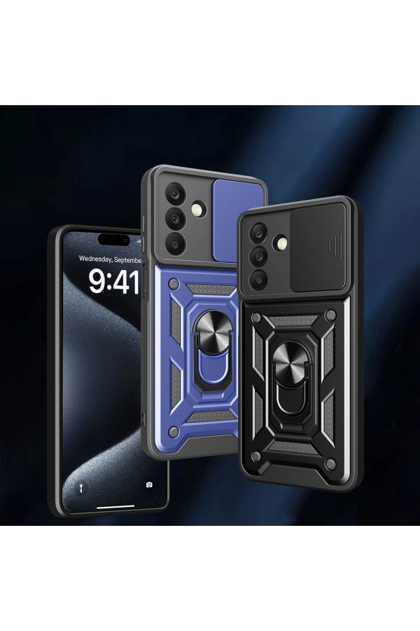 Galaxy A26 Kılıf Magnetik Standlı Kamera Korumalı Zore Sürgülü Vega Kapak
