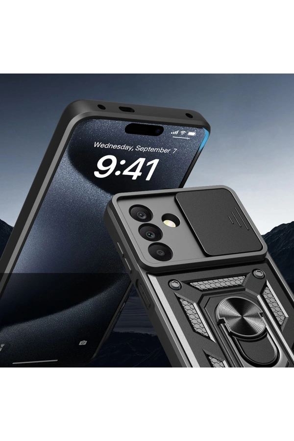 Galaxy A26 Kılıf Magnetik Standlı Kamera Korumalı Zore Sürgülü Vega Kapak