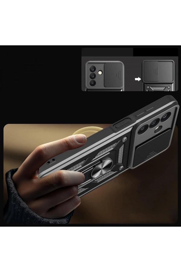 Galaxy A26 Kılıf Magnetik Standlı Kamera Korumalı Zore Sürgülü Vega Kapak