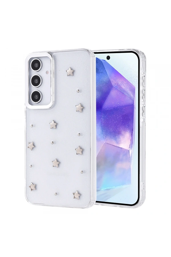 Galaxy A35 Kılıf Airbag Tasarımlı Simli Şeffaf Zore Kutup Kapak