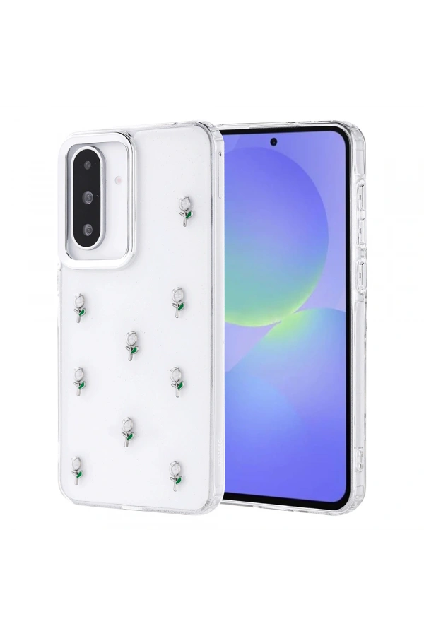 Galaxy A36 Kılıf Airbag Tasarımlı Simli Şeffaf Zore Kutup Kapak