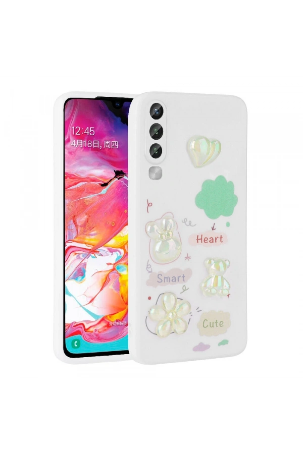 Galaxy A50 Kılıf Kabartma Figürlü Parlak Zore Toys Silikon Kapak