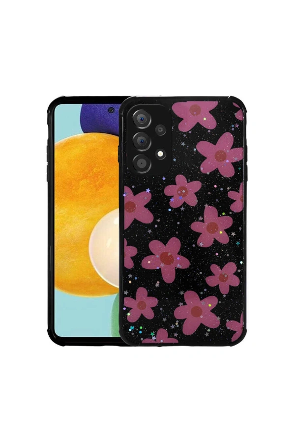 Galaxy A52 Kılıf Simli Desenli Kamera Korumalı Parlak Zore Popy Kapak