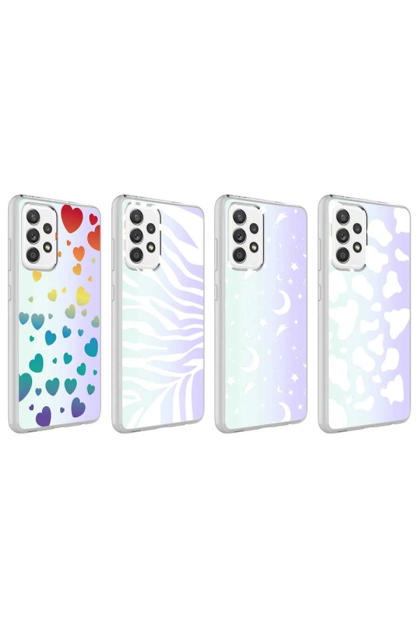 Galaxy A52 Kılıf Zore M-Blue Desenli Kapak