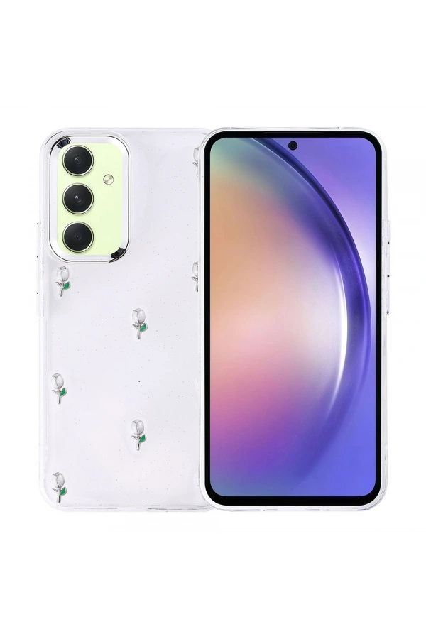 Galaxy A54 Kılıf Airbag Tasarımlı Simli Şeffaf Zore Kutup Kapak