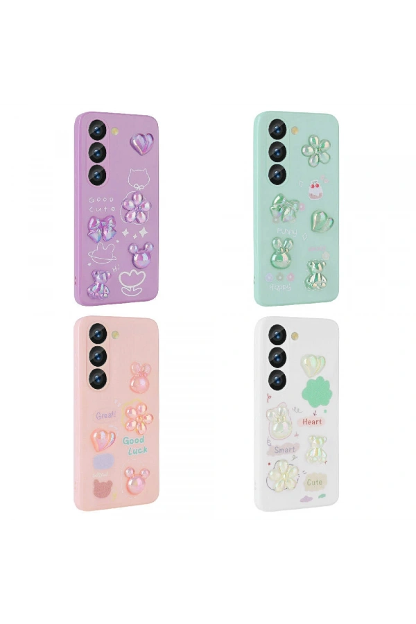 Galaxy A54 Kılıf Kabartma Figürlü Parlak Zore Toys Silikon Kapak