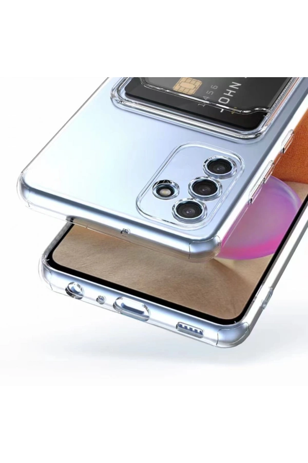 Galaxy A54 Kılıf Kartlıklı Şeffaf Zore Setra Clear Silikon Kapak