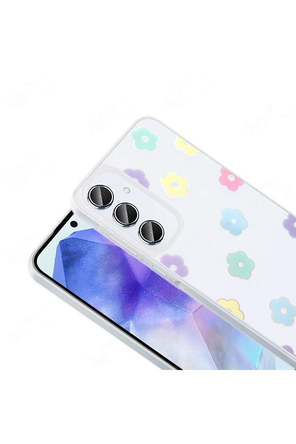 Galaxy A55 Kılıf Şeffaf Figürlü Zore Folk Sert Kapak