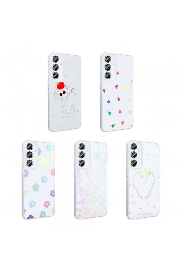 Galaxy A55 Kılıf Şeffaf Figürlü Zore Folk Sert Kapak