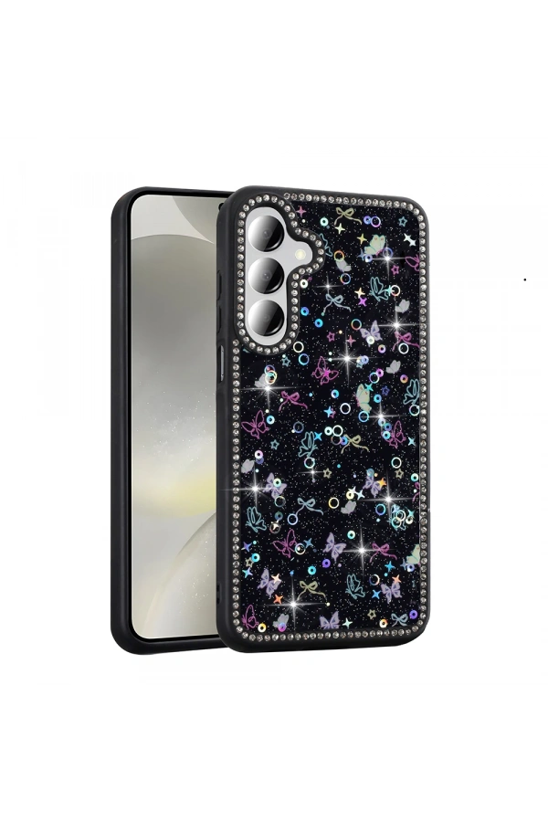 Galaxy A55 Kılıf Taşlı ve Simli Tasarım Zore Azra Kapak