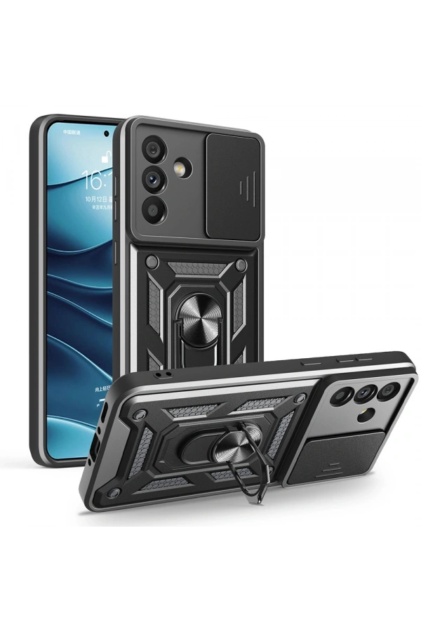 Galaxy A56 Kılıf Magnetik Standlı Kamera Korumalı Zore Sürgülü Vega Kapak