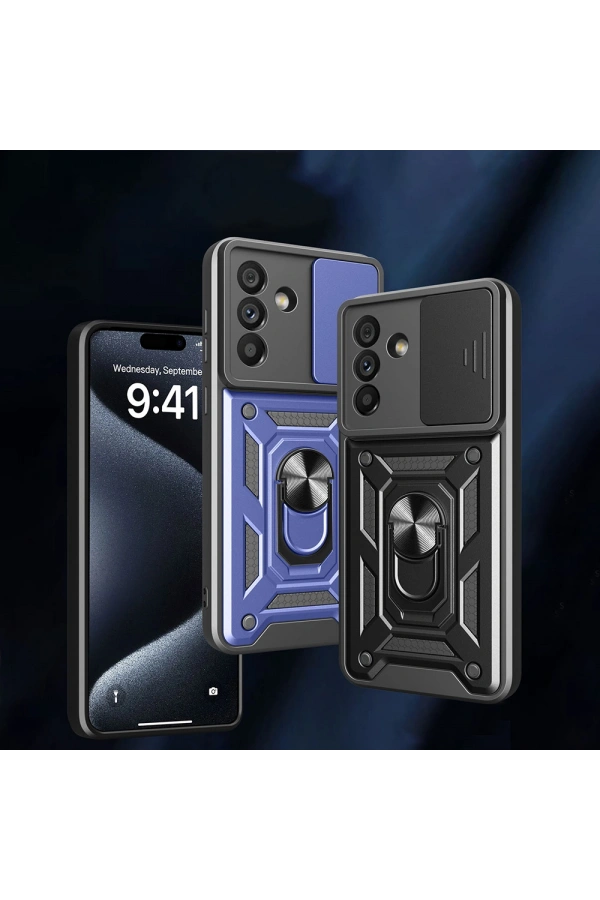 Galaxy A56 Kılıf Magnetik Standlı Kamera Korumalı Zore Sürgülü Vega Kapak