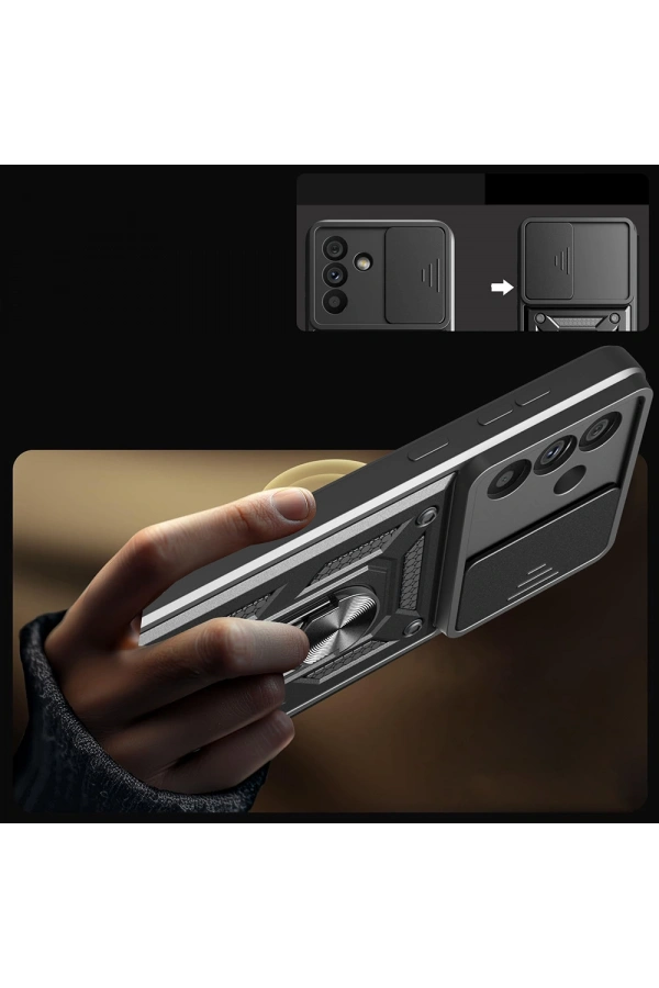 Galaxy A56 Kılıf Magnetik Standlı Kamera Korumalı Zore Sürgülü Vega Kapak