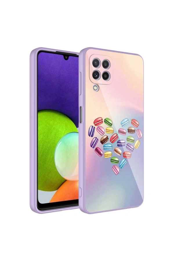 Galaxy M22 Kılıf Kamera Korumalı Desenli Sert Silikon Zore Epoksi Kapak