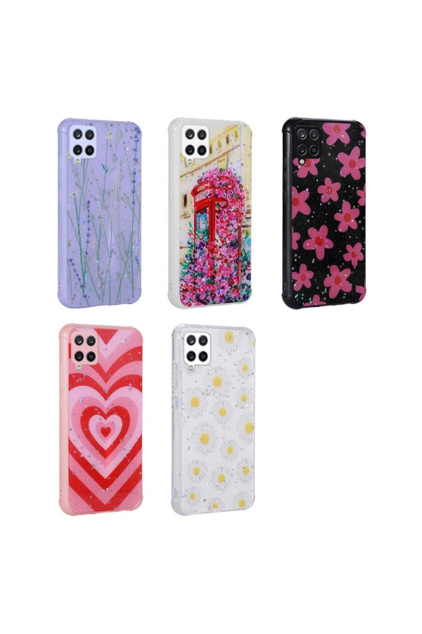 Galaxy M33 Kılıf Simli Desenli Kamera Korumalı Parlak Zore Popy Kapak