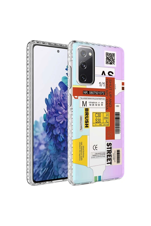 Galaxy S20 FE Kılıf Airbag Kenarlı Renkli Desenli Silikon Zore Elegans Kapak