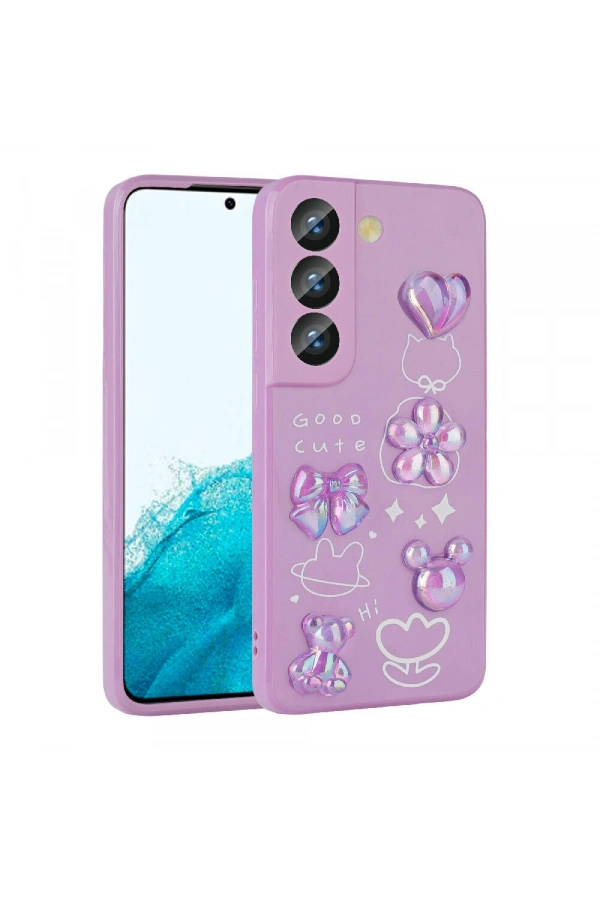 Galaxy S21 FE Kılıf Kabartma Figürlü Parlak Zore Toys Silikon Kapak
