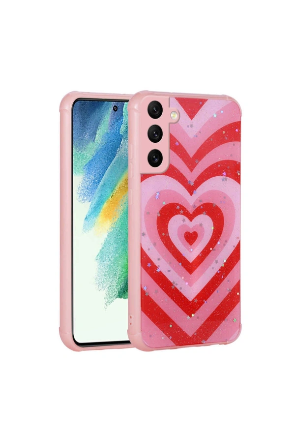 Galaxy S21 FE Kılıf Simli Desenli Kamera Korumalı Parlak Zore Popy Kapak