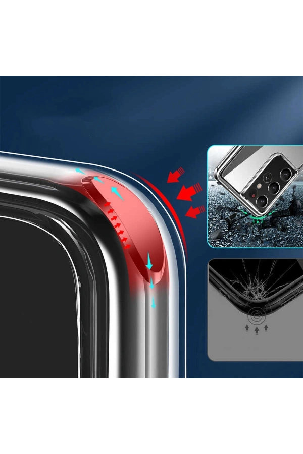 Galaxy S21 Ultra Kılıf Standlı Şeffaf Silikon Zore L-Stand Kapak