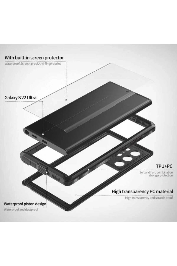 Galaxy S22 Ultra Kılıf 1-1 Su Geçirmez Kılıf