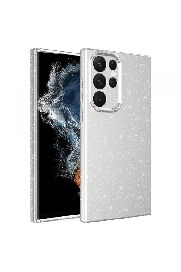 Galaxy S22 Ultra Kılıf Kamera Korumalı Simli Lüks Zore Koton Kapak