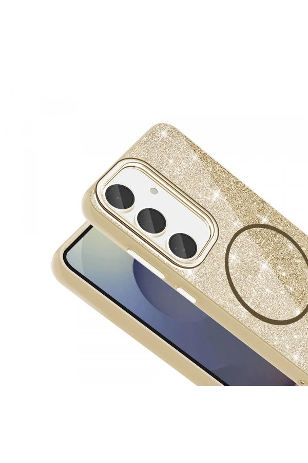 Galaxy S23 FE Kılıf M-safe Şarj Özellikli Parlayan Simli Zore Okso Kapak
