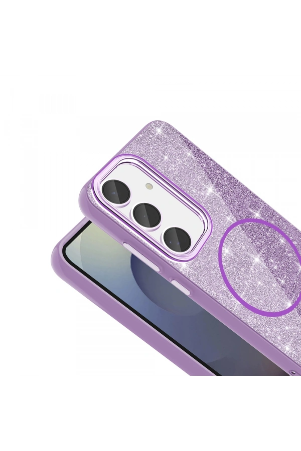 Galaxy S23 FE Kılıf M-safe Şarj Özellikli Parlayan Simli Zore Okso Kapak