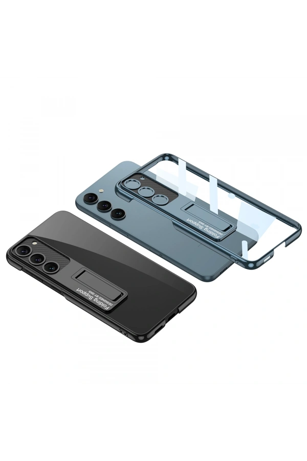 Galaxy S23 Kılıf Kamera Korumalı Şeffaf Tasarımlı Zore Lego Standlı Kapak