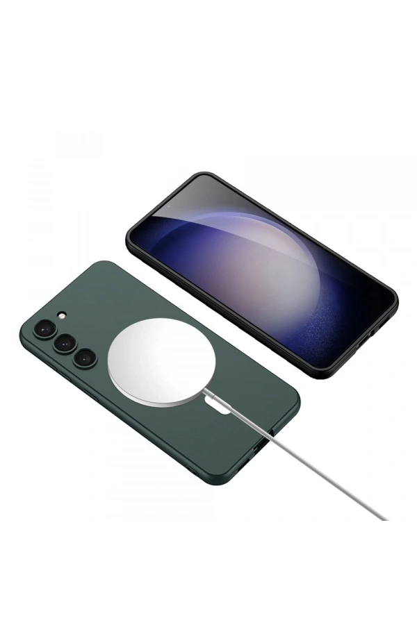 Galaxy S23 Kılıf Wireless Şarj Özellikli Zore Kıpta M-safe Silikon Kapak