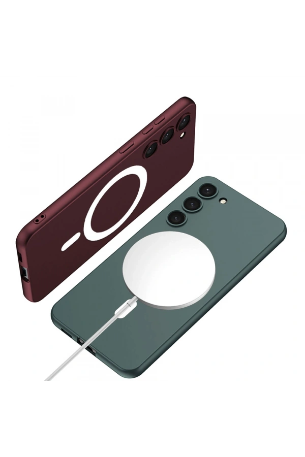 Galaxy S23 Kılıf Wireless Şarj Özellikli Zore Kıpta M-safe Silikon Kapak