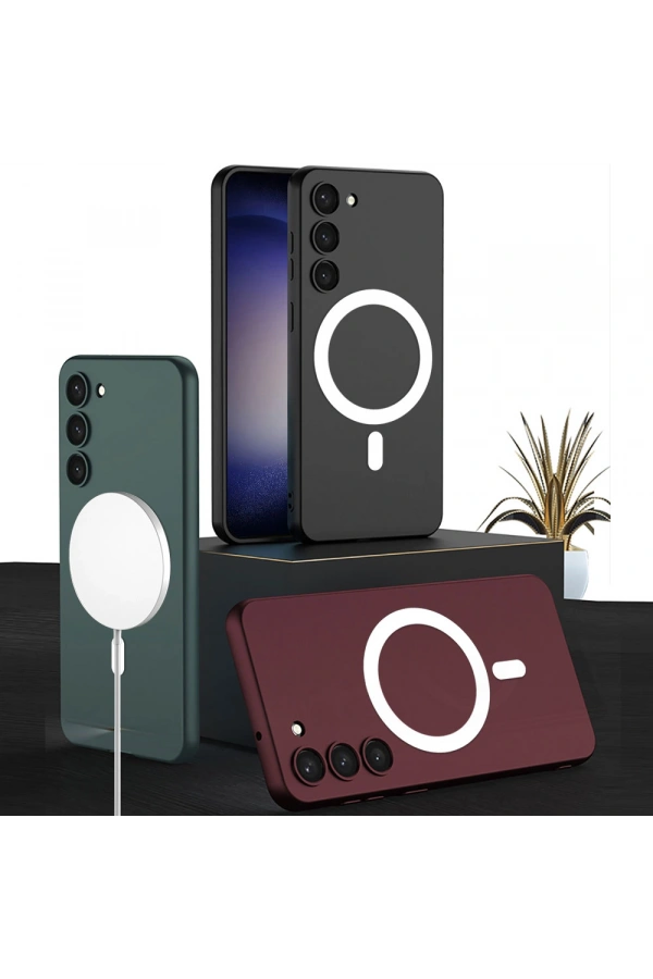 Galaxy S23 Plus Kılıf Wireless Şarj Özellikli Zore Kıpta M-safe Silikon Kapak