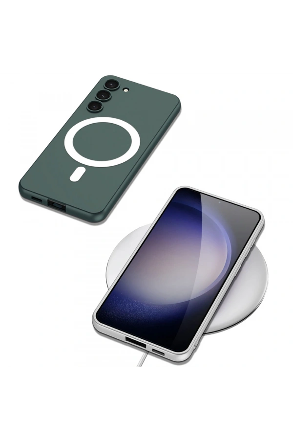 Galaxy S23 Plus Kılıf Wireless Şarj Özellikli Zore Kıpta M-safe Silikon Kapak