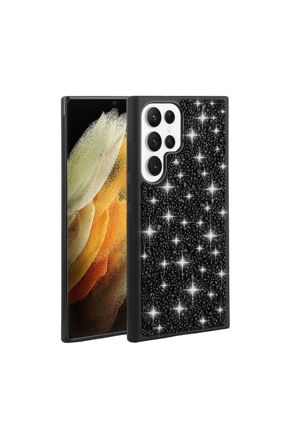 Galaxy S23 Ultra Kılıf Parlak Taşlı Tasarım Zore Linea Kapak