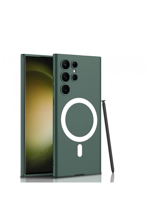 Galaxy S23 Ultra Kılıf Wireless Şarj Özellikli Zore Kıpta M-safe Silikon Kapak