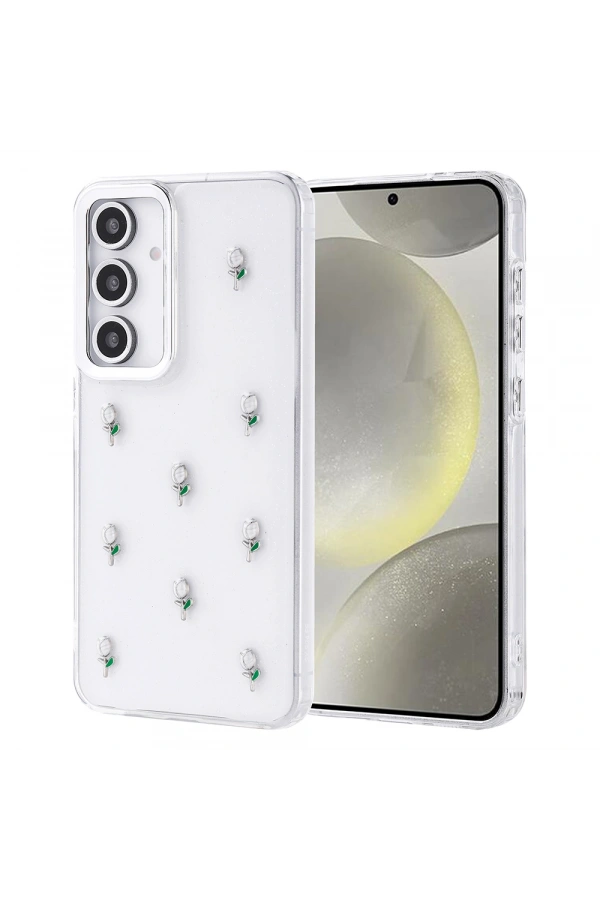 Galaxy S24 FE Kılıf Airbag Tasarımlı Simli Şeffaf Zore Kutup Kapak