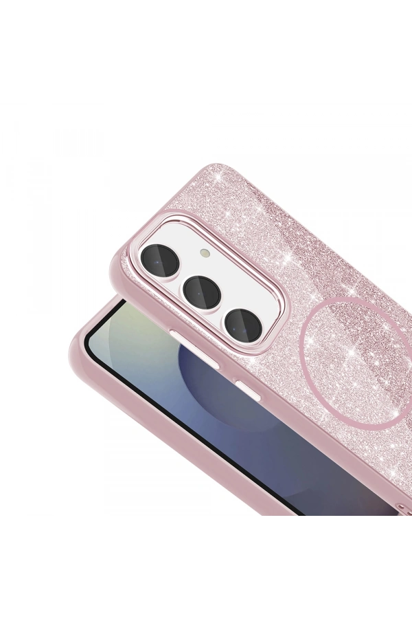 Galaxy S24 FE Kılıf M-safe Şarj Özellikli Parlayan Simli Zore Okso Kapak