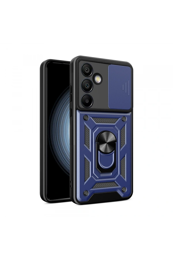 Galaxy S24 FE Kılıf Magnetik Standlı Kamera Korumalı Zore Sürgülü Vega Kapak