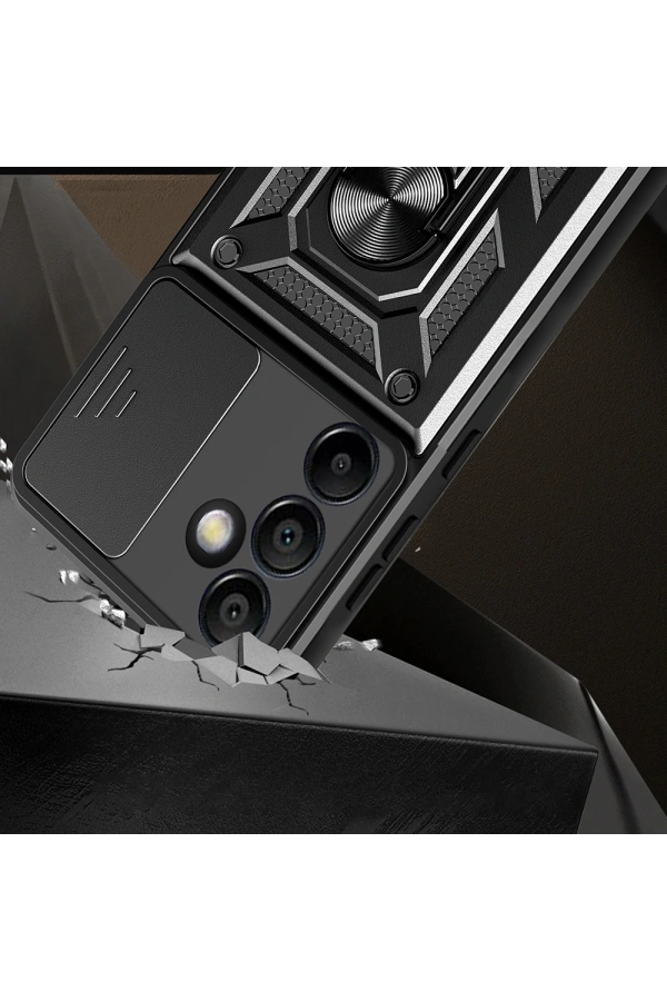 Galaxy S24 FE Kılıf Magnetik Standlı Kamera Korumalı Zore Sürgülü Vega Kapak