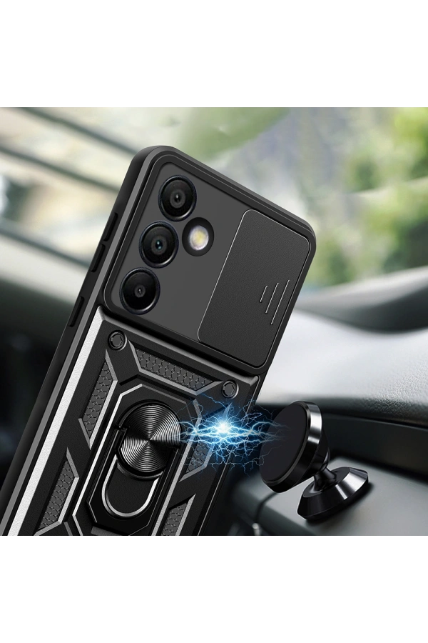 Galaxy S24 FE Kılıf Magnetik Standlı Kamera Korumalı Zore Sürgülü Vega Kapak
