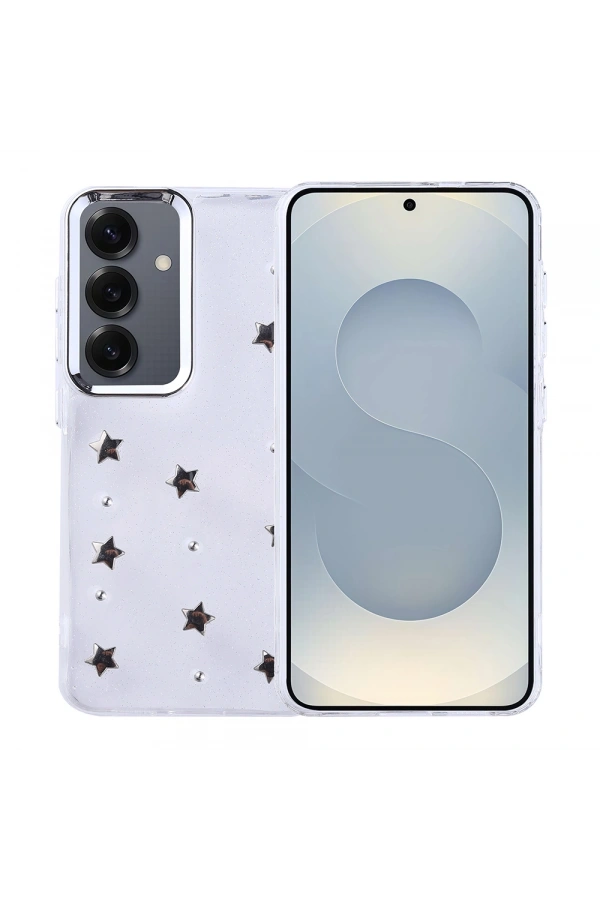 Galaxy S24 Kılıf Airbag Tasarımlı Simli Şeffaf Zore Kutup Kapak