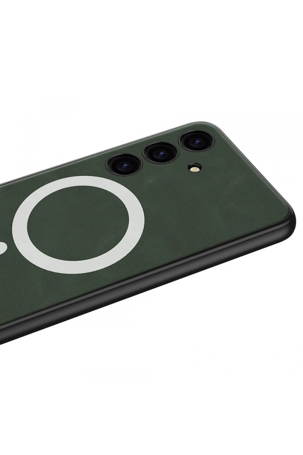 Galaxy S24 Kılıf M-safe Şarj Özellikli Deri Tasarımlı Zore Kıpta Nubuk Kapak