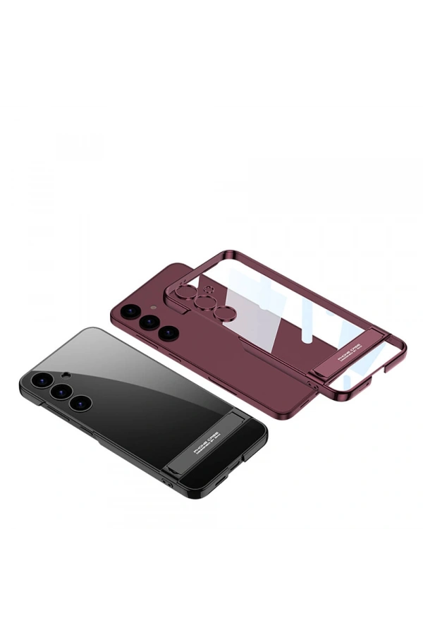 Galaxy S24 Kılıf Zore Kamera Korumalı Şeffaf Dikey Standlı Ays Kapak