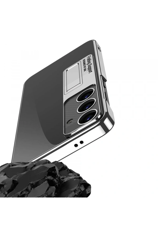 Galaxy S24 Plus Kılıf Kamera Korumalı Şeffaf Tasarımlı Zore Lego Standlı Kapak