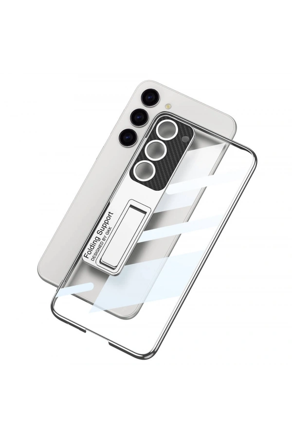 Galaxy S24 Plus Kılıf Kamera Korumalı Şeffaf Tasarımlı Zore Lego Standlı Kapak